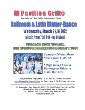 A poster advertising the ballroom and latin dance event.