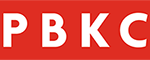 A red banner with the letters b and k