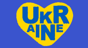 A yellow heart with the word ukraine written in it.