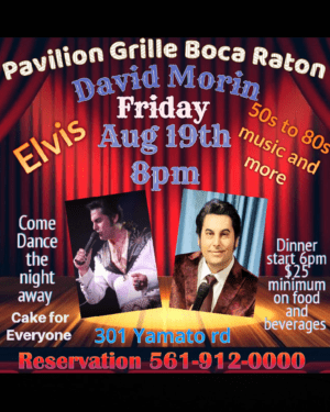 A poster advertising elvis presley night at the pavilion.