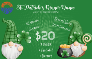 A poster for st. Patrick 's dinner dance