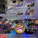 A poster for the dance and dine event.