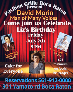 A poster for a birthday celebration with cake and drinks.