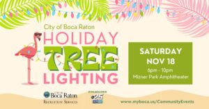 A poster for the holiday tree lighting event.