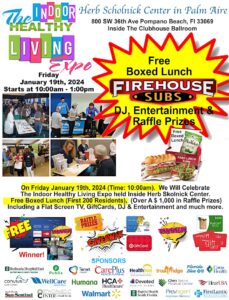 A flyer for the living expo and firehouse subs.