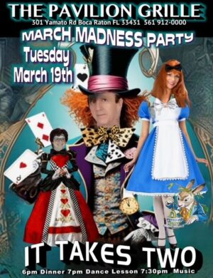 A poster of the mad hatter and alice in wonderland.