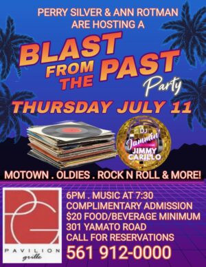 A flyer for the blast from the past party.